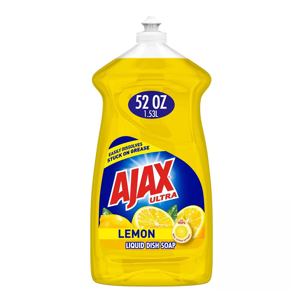 Ajax Ultra Super Degreaser Dishwashing Liquid Dish Soap, Lemon, 52 Oz